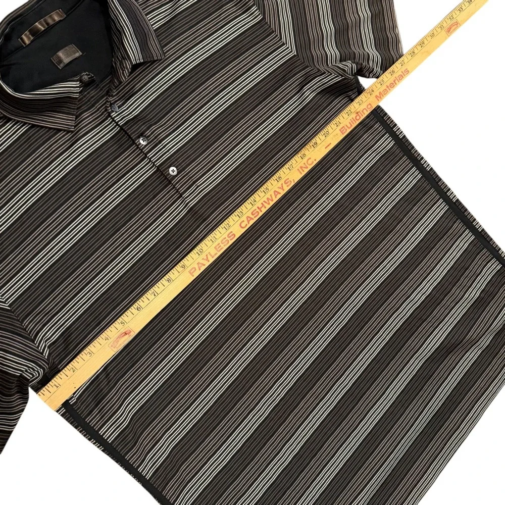 VTG Tiger Woods Nike Fit Dry‎ Timarron Golf CC Polo Shirt Black Gray Striped XXL